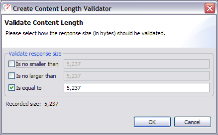 Screenshot of validation by response size